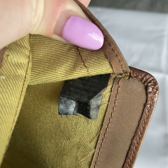 Fossil Caramel Brown Soft Pebbled Leather Wallet Zip & Snap Closure ID Holder - Picture 10 of 16